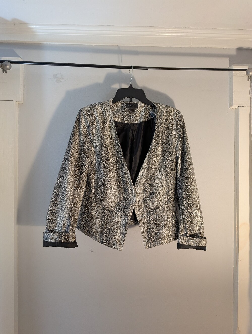 Gracia Faux Leather Snake-Print  Blazer